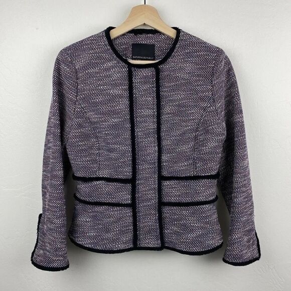 Banana Republic Textured Tweed Blazer Jacket, Size 4, Navy/Red/Multi, NWOT - Picture 12 of 12